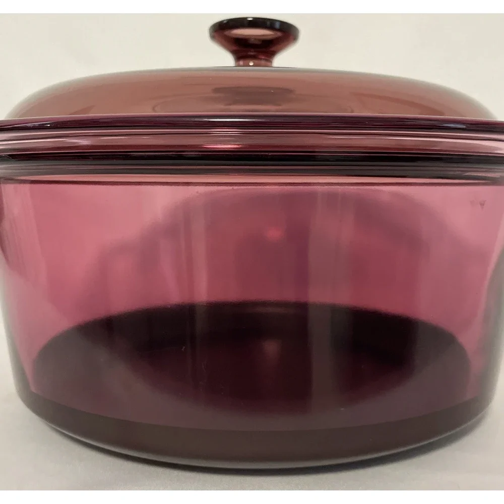 Corning Visions Cranberry Dutch Oven Stock Pot 5L Non Stick Pyrex Lid Very Good